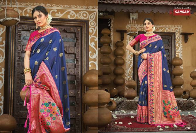Sangam Shwetambari Silk Paithani Fancy New Exclusive Wear Fancy Saree Collection